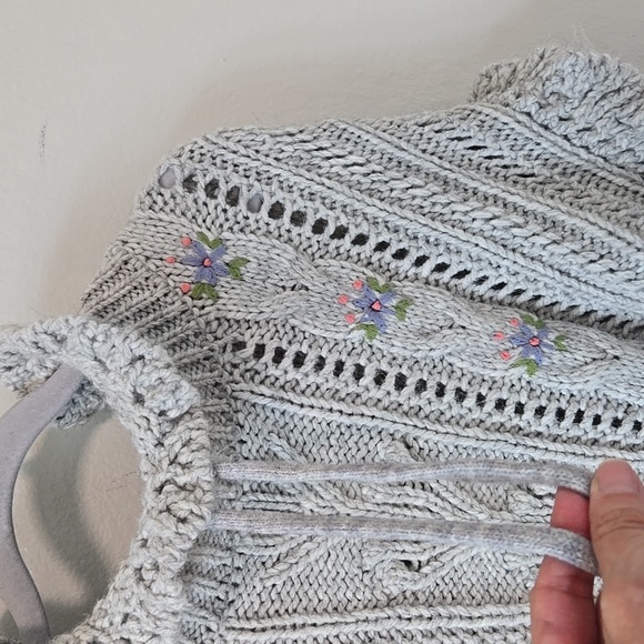 Zara Gray Embroidered Oversized Sweater - Picture 10 of 15